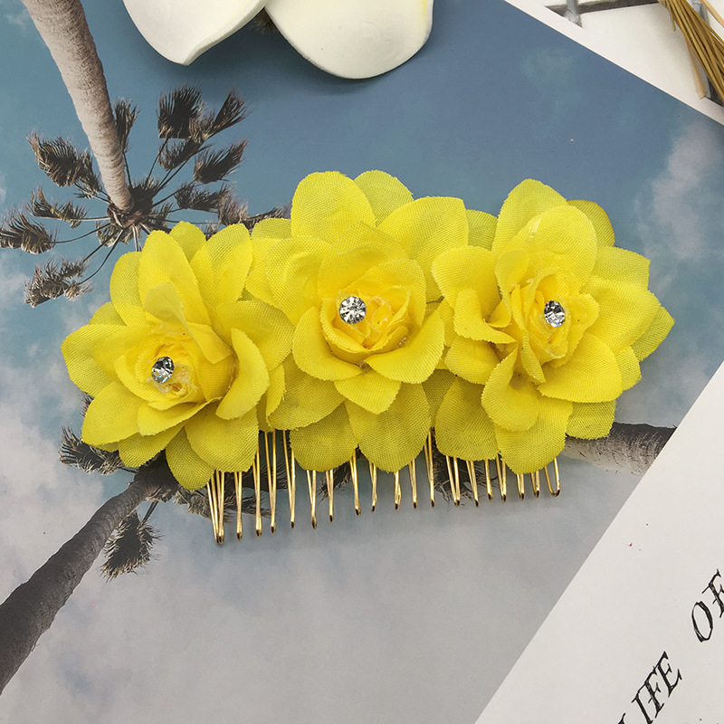 欧美韩式新娘头饰花朵发梳盘 配饰婚纱礼服结婚手工盘发饰品细节图