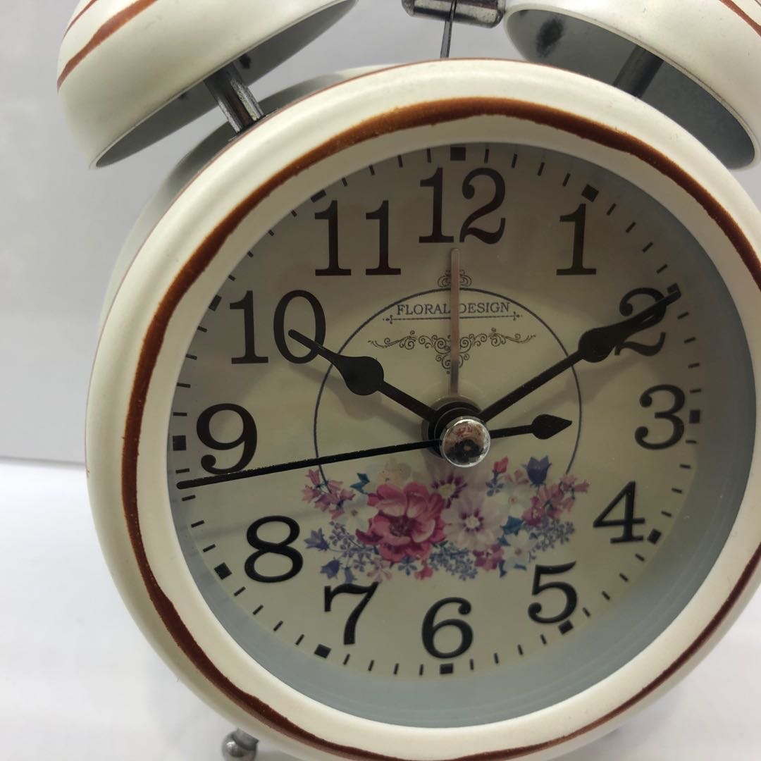 White Metal Alloy Alarm Clock Mechanical Loud Sound Alarm Creative Personality Students With Lazy Clock Simple Wake Up Children Specification drawing
