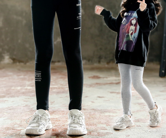 Girls' leggings with fleece on top, stylish spring thin fleece children's spring collection new spring and autumn thin pants details Picture