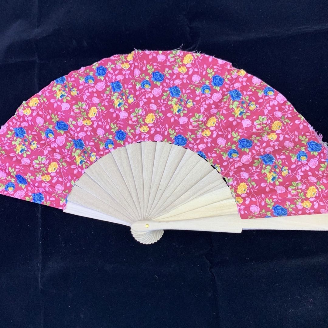 中国风木质贴布扇女士民族传统工艺品单面折扇