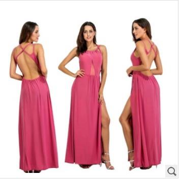 Women's strapless dress, Bohemian mid-length skirt, beach chiffon dress, halter dress details Picture