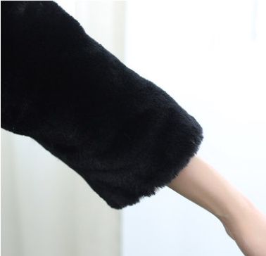 Women's Fashion Trend Warm Winter Seven-Quarter Sleeve Short Faux Fur Coat Specification drawing
