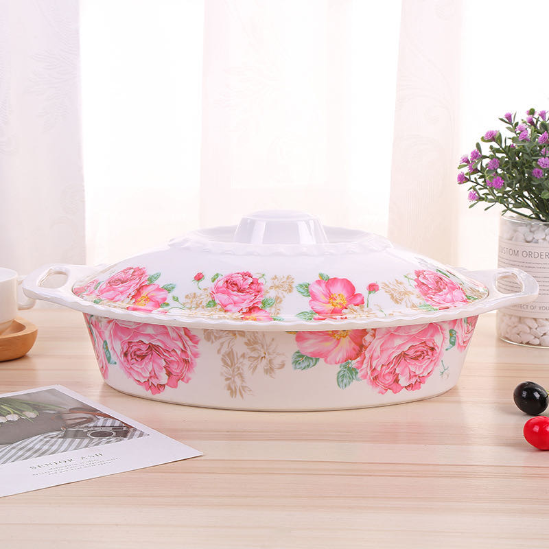 密胺餐具饭店快餐厅防摔12.5寸盖碗 混花色细节图