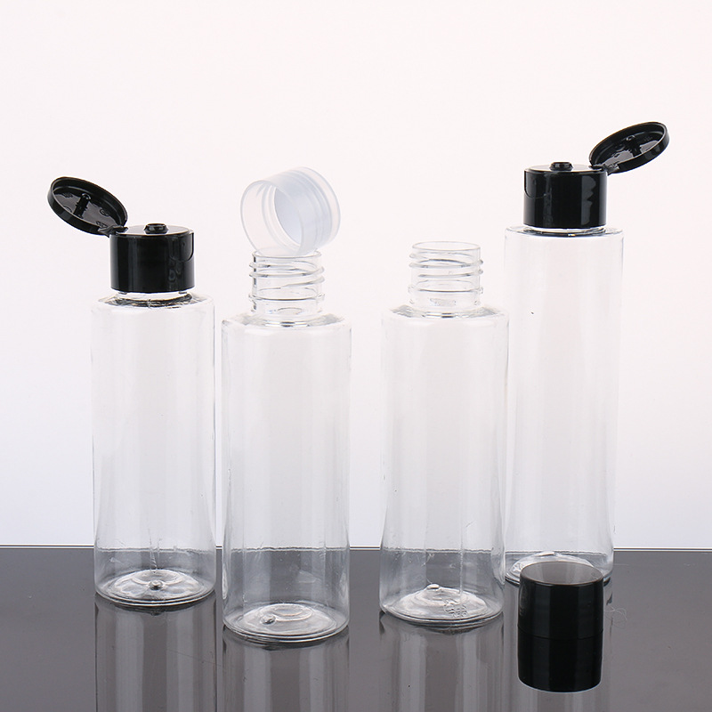 透明塑料瓶翻盖分装瓶包装瓶配黑色蝴蝶盖瓶详情图3