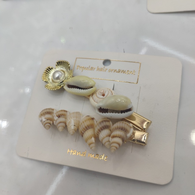 One-piece clip set, pearl conch hair clip, elegant side clip, sweet and girlish head accessory, hair accessory for girls