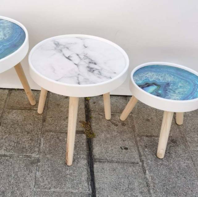 Factory direct sales of three marble round table ornaments, flowerpot tables and coffee tables details Picture