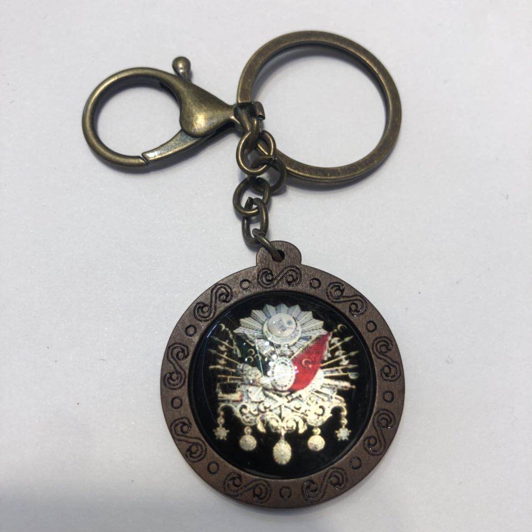 厂家直销木头底座玻璃合金钥匙扣首饰细节图