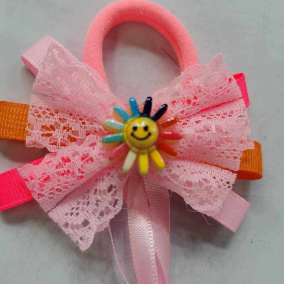 Korean Version Fashion Fashion Children's Cloth Hair Band Lace Sunflower Leather Band Specification drawing