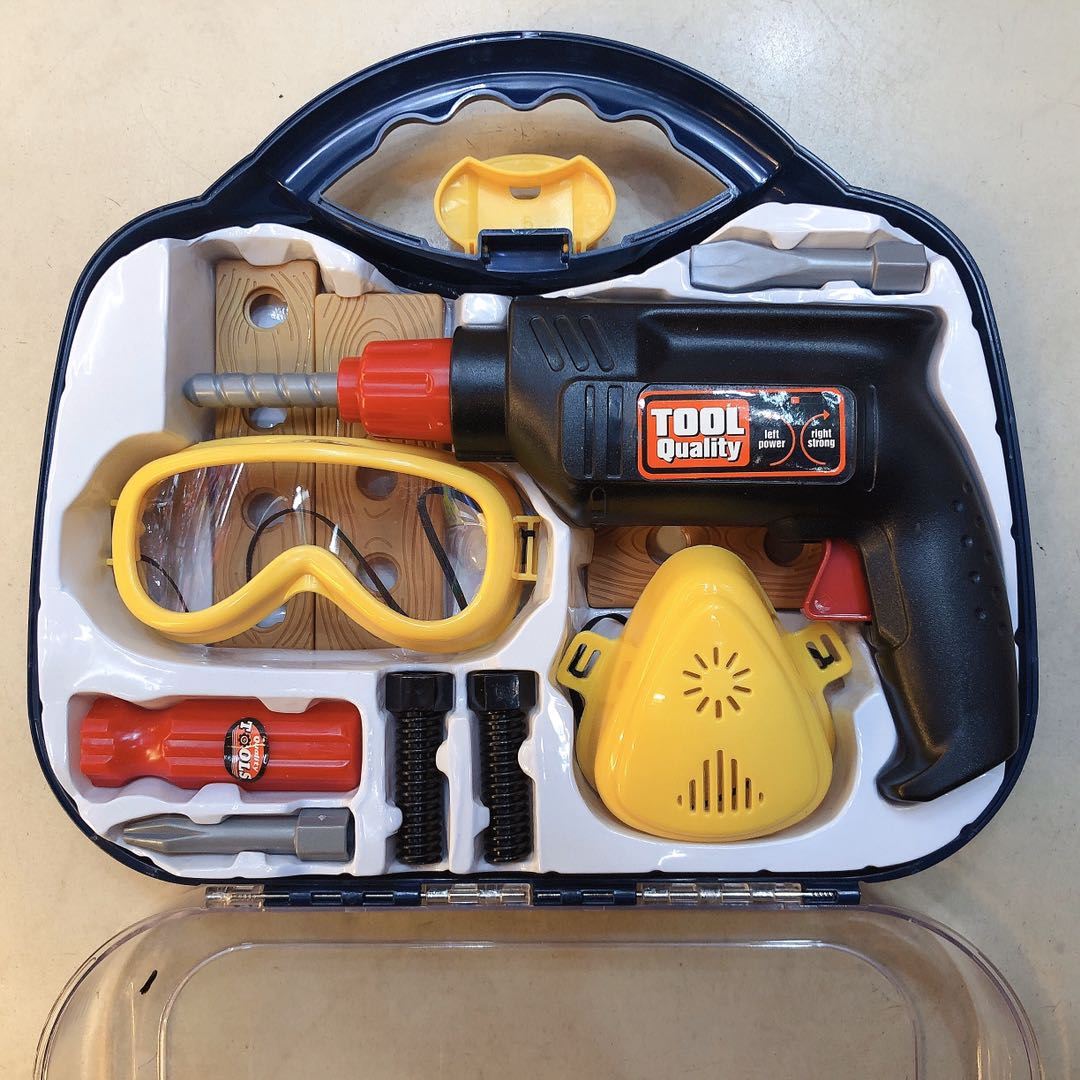 儿童过家家工具套装玩具益智早教仿真电钻维修工具组带眼镜手提盒