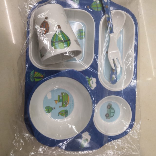 Children's cartoon cutlery household lovely baby food bowl water cup division tray fork spoon set thumbnail