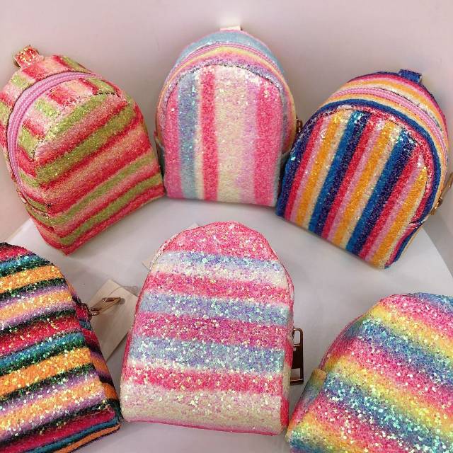 Rainbow bright pink mini zero purse