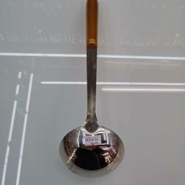 A04 Wooden Handle Soup Spoon Stainless Steel Long Handle Thickened Cooking Spatula Household Spoon Spatula Large Soup Spoon Kitchenware Kitchen Supplies Tools details Picture