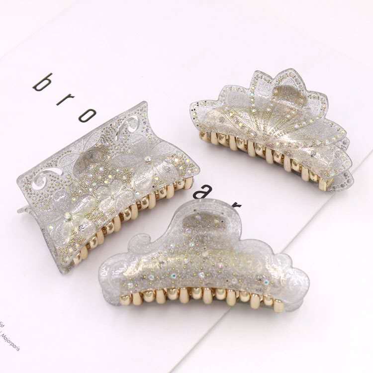 Korean Rhinestone Acrylic Hairpin Grab Clip Hairpin