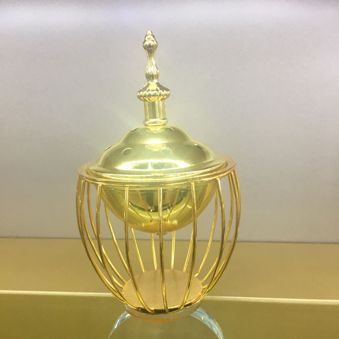 BYB01-G水晶铁艺镀金香炉 欧式玻璃电镀香炉产品图