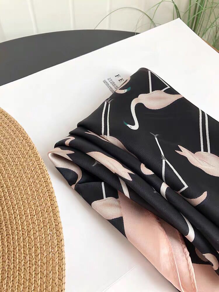 Autumn Style Fashion Square Scarf South Korean Small Scarf Everything Decorative Small Scarf Thin Black Small Neck details Picture