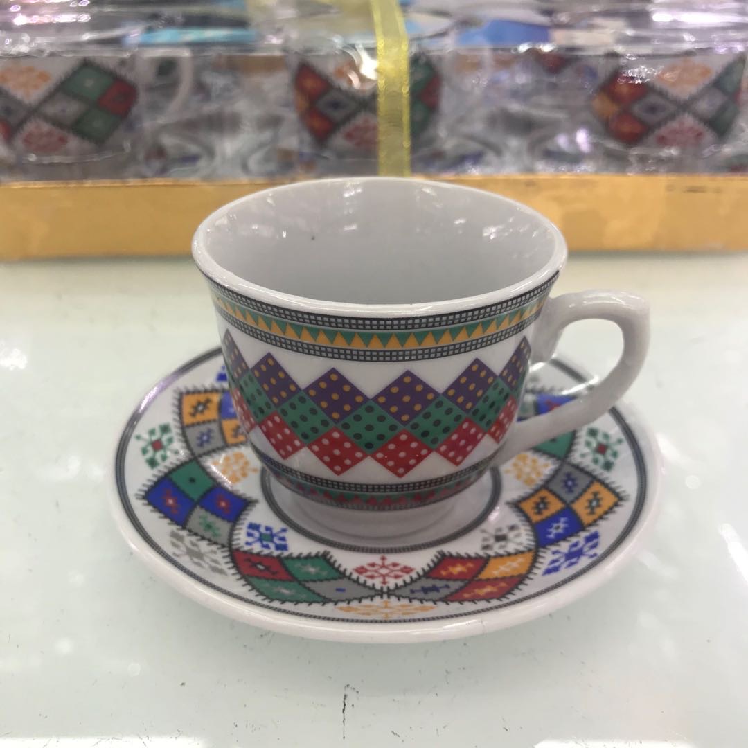 Ceramic Roast Flower Coffee Cup And Saucer Set 6 Cups 6 Saucer Manufacturers Direct Sales