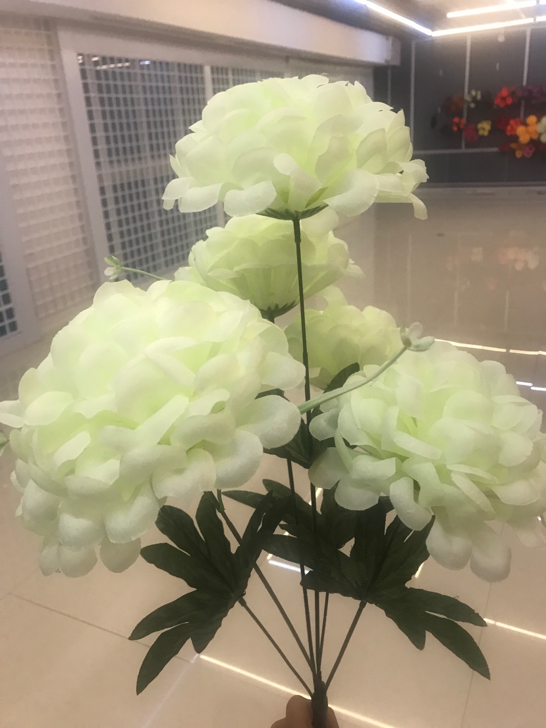 北长人造仿真丝花厂绢布6头16耳球菊