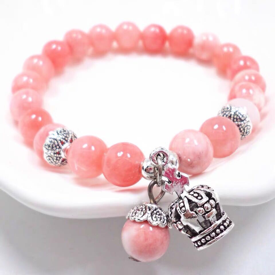 Original natural crystal bracelet, Persian jade crown pendant bracelet, women's ethnic style, women's fashion, handcrafted beaded decoration, Zhi Wen 087