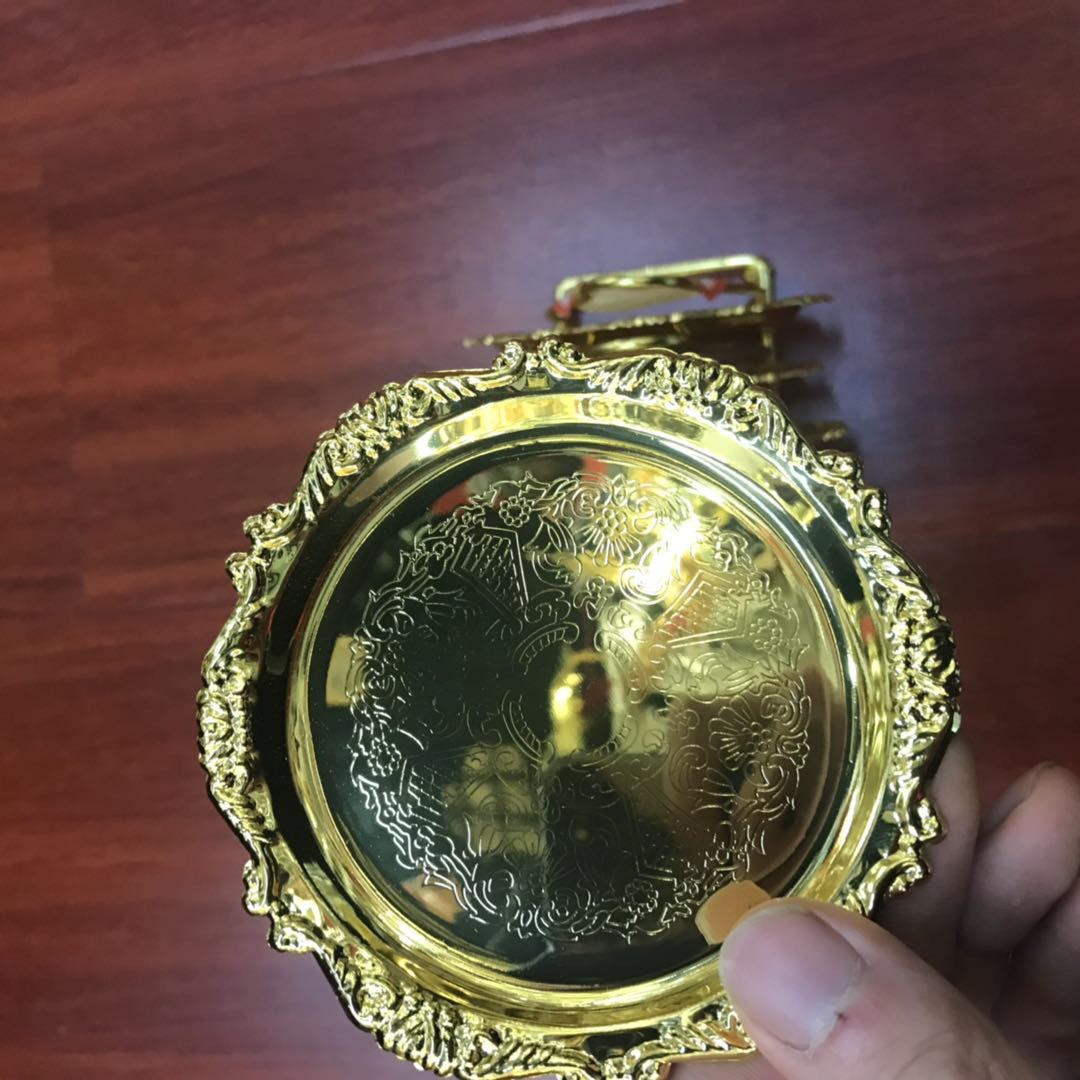 Vintage Metal Relief Tray Ins Decorative Tray Teacup Holder Jewelry Storage Tray Snack Cake Tray details Picture