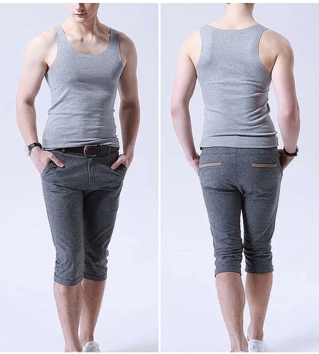 Men's Ice Silk Vest Summer Trackless Sleeveless Tight Sports Vest Specification drawing