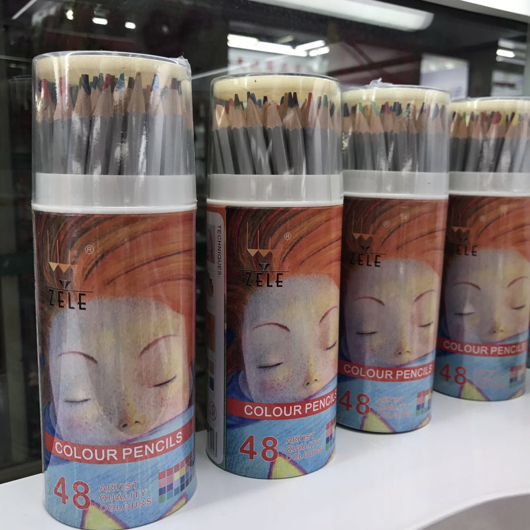 Patrón de muñeca cubo color plomo 48 colores hierro latas venta directa de fábrica barril de estudiantes lápiz premios para niños aprendizaje papelería suministros de pintura details Picture