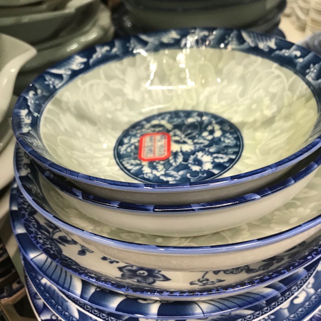 机印花护边碗直口碗汤古莲花碗系列适用微波炉电烤箱洗碗机冰箱产品图