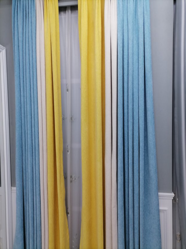 Finished products of thickened cotton and linen style bedroom blackout curtain fabric and living room floor-to-ceiling window bay curtains