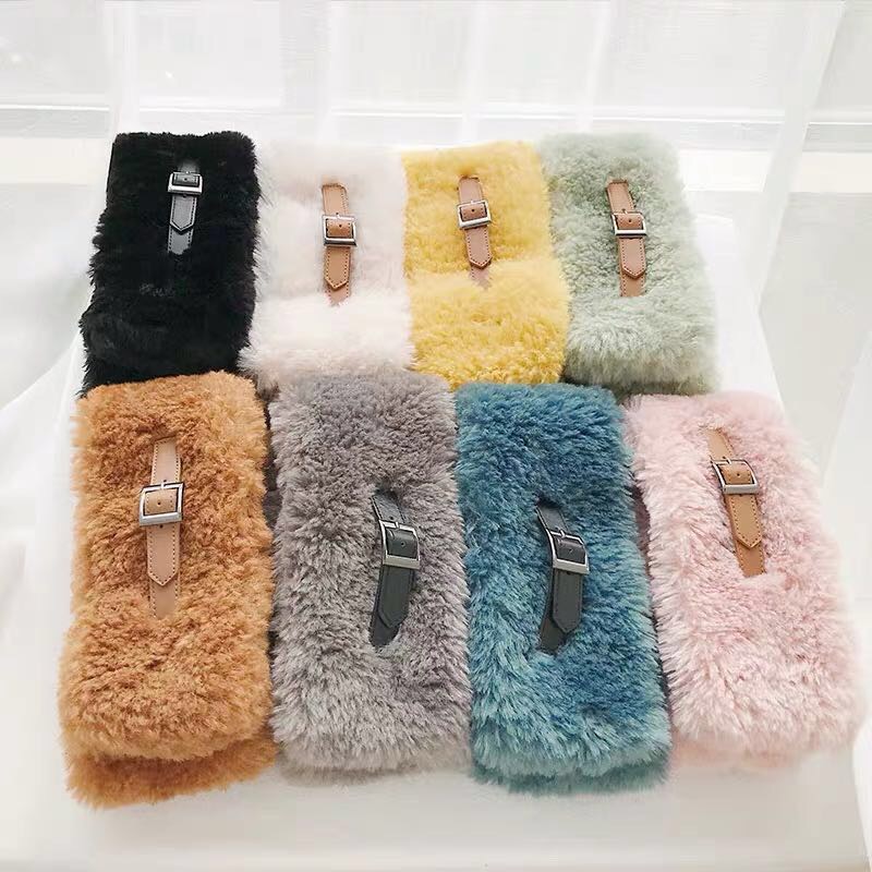 Women's Fashion Trend Casual All-In-One Autumn And Winter Must-Have Japanese Faux Fur Plus Leather Bib Scarf Specification drawing