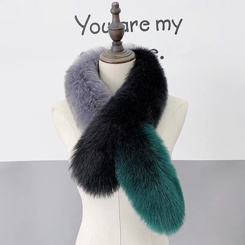 Women's Fashion Trend Casual Winter Style Thick Matching Color Imitation Fur Bib