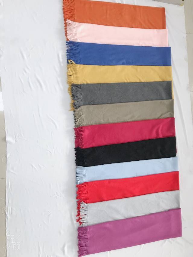 Thin imitation cashmere fashion explosion solid color scarf shawl short beard edge thumbnail