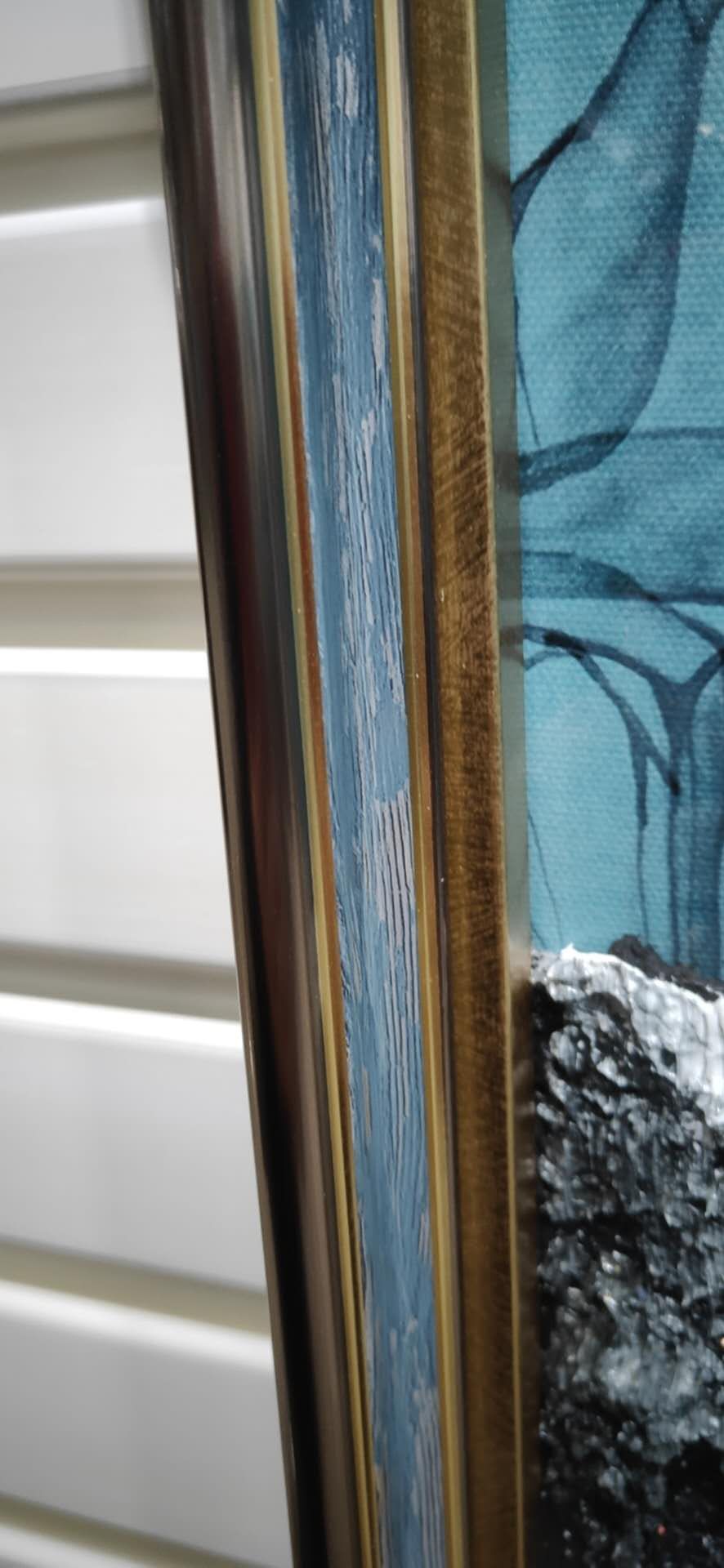 现代简约客厅装饰画大气三联沙发背景墙挂画立体抽象水墨山水壁画细节图