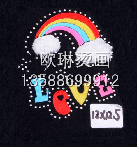 LOVE图案热撕烫画烫图批发定制牛仔裤衣服鞋包用