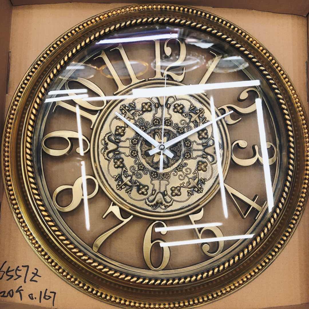 金色复古圆盘挂钟客厅北欧钟表家用创意时钟现代简约大气挂表时尚石英钟详情图1