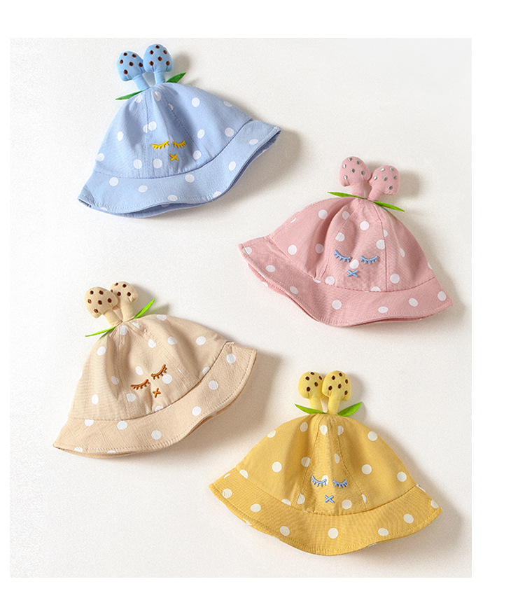 Cartoon Basin Hat Cute Mushroom Polka Dot Basin Hat Baby Outdoor Shade Fisherman Hat For Girls Specification drawing