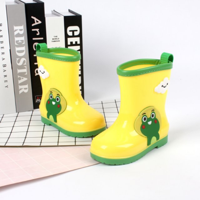 雨鞋儿童可爱包边雨靴轻便防滑靴防水套鞋中筒黄色