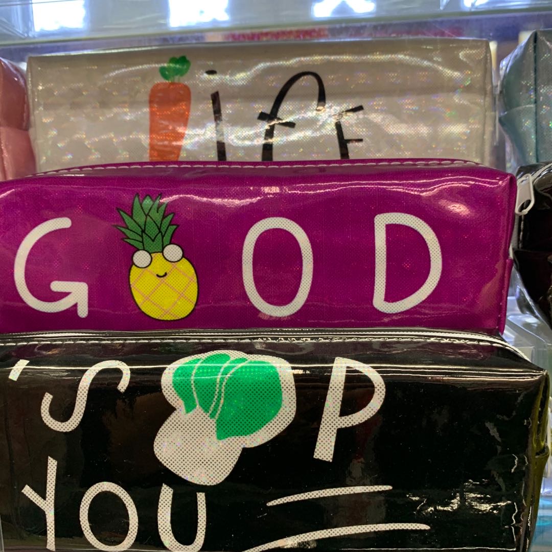 细长文具袋光面外观英文款