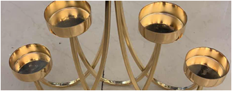The glass ironwork golden multi-head candlestick is equipped with a glass cover for each candle dial details Picture