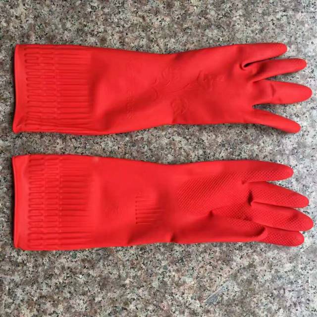 Latex Film Thickened Waterproof Dishwashing Gloves Lengthened Rubber Women's Household details Picture