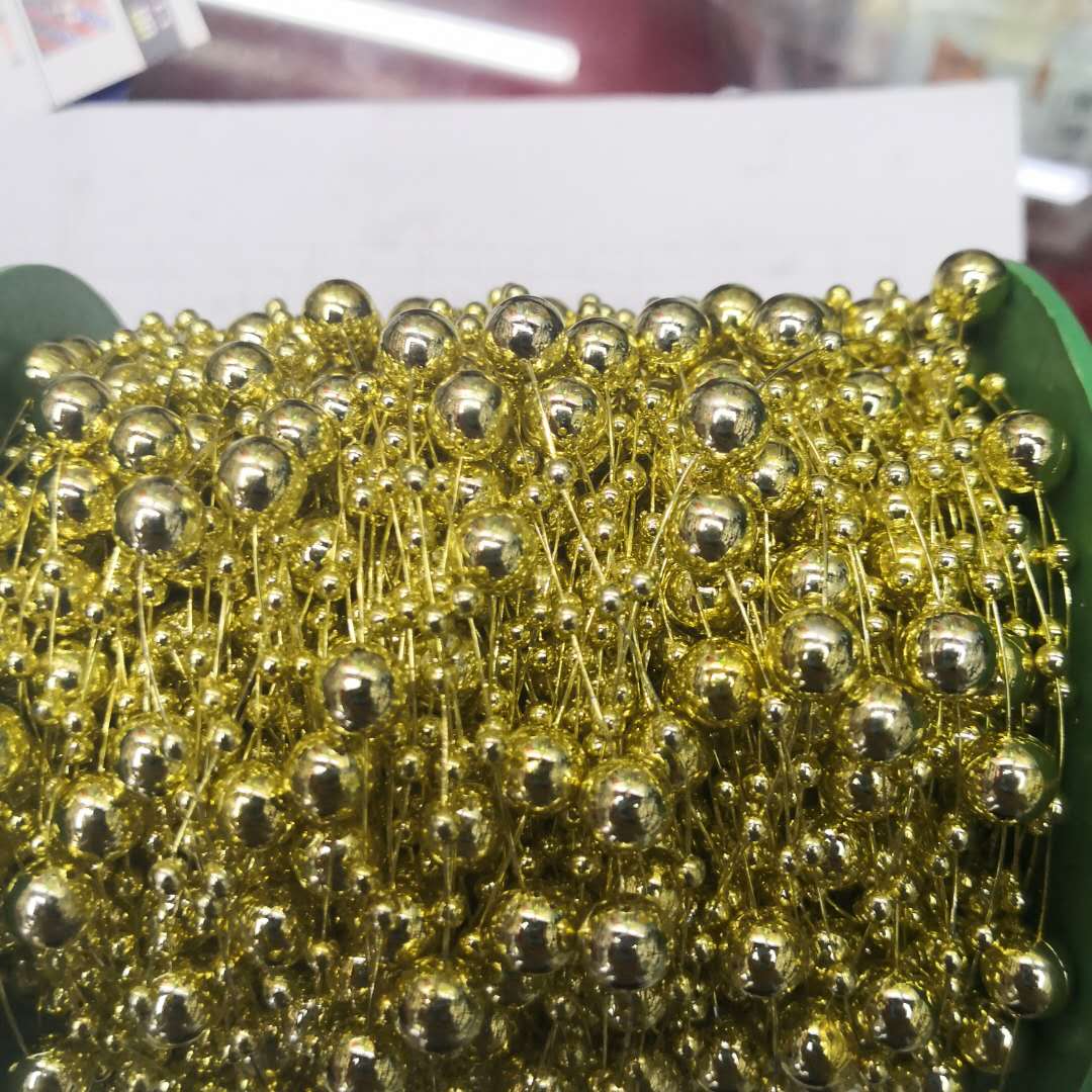 金色满天星连线仿珍珠鱼线珍珠圣诞节装饰品手工装饰配件细节图