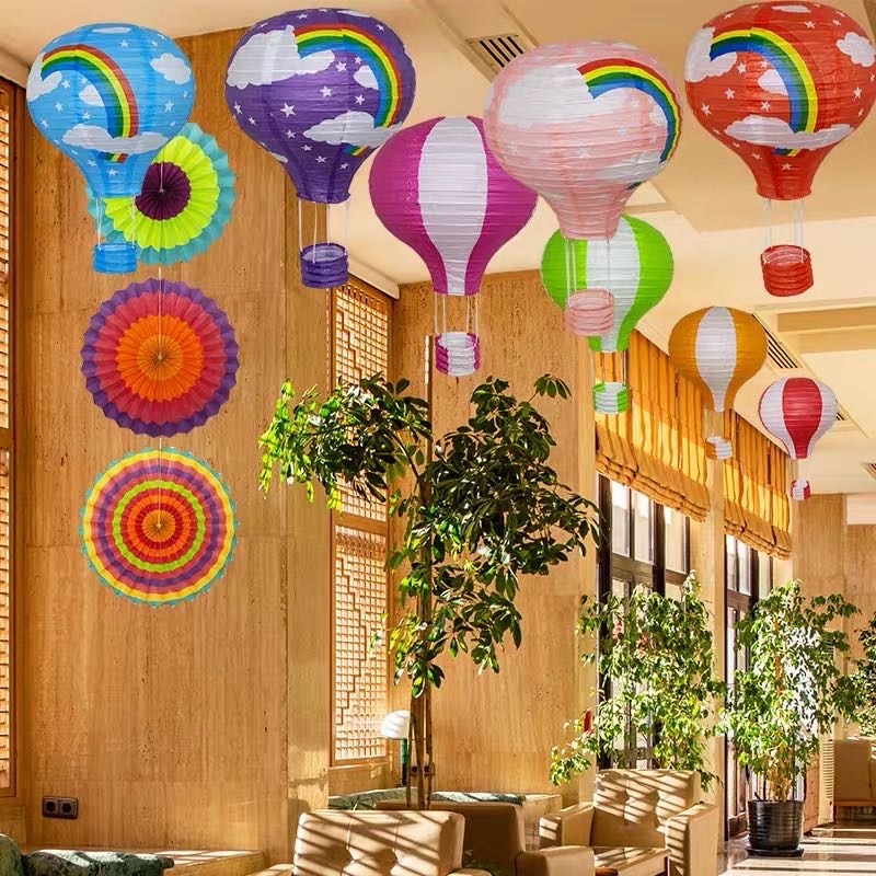 热气球纸灯笼吊饰幼儿园教室商场卖场屋顶天花板悬挂装饰节日