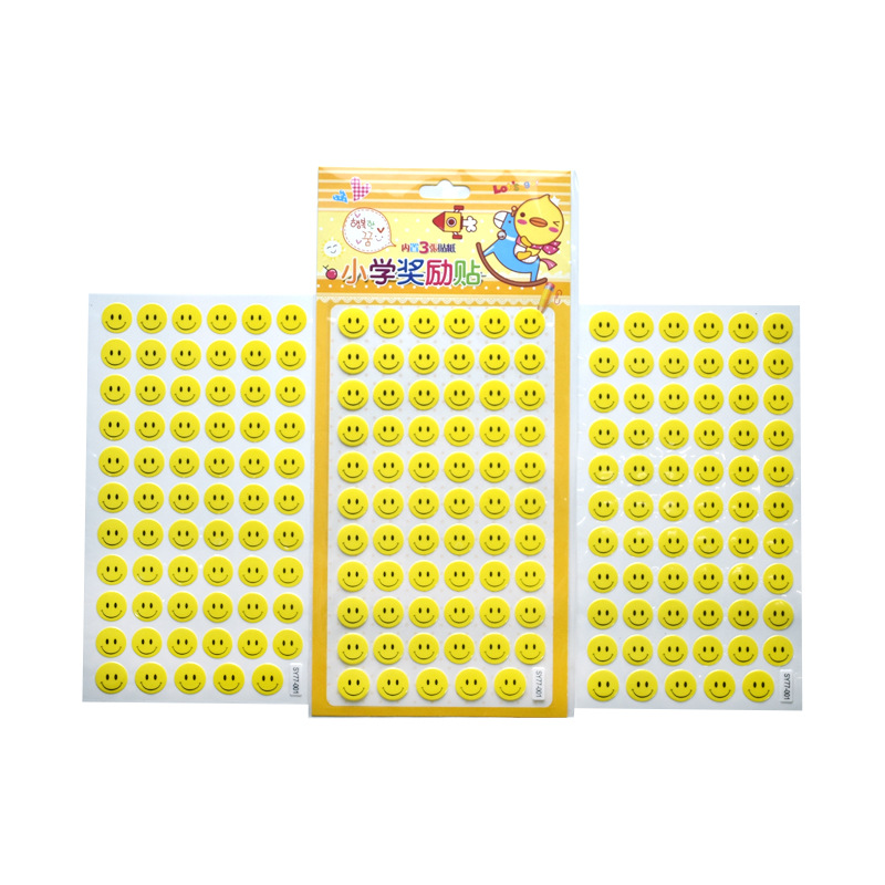 塑料PVC防水黄色星星笑脸贴纸奖励贴纸鼓励儿童小红花细节图