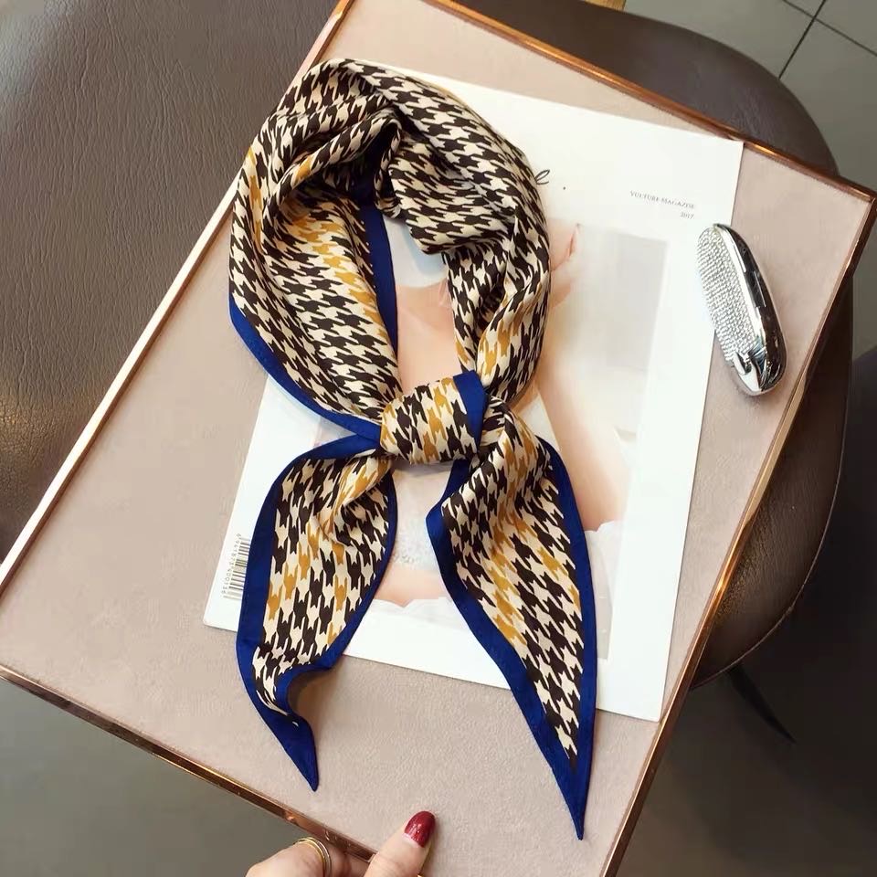 Thousand-Bird Lattice Scarf Shawl Dual Purpose Temperament Lady Silk Scarf Multi-Color Specification drawing