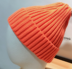 Orange Japanese Straight Woolen Hat Children's Winter Korean Version Of All Women's Autumn And Winter Sweet Fluorescent Hat Warm Knit Hat