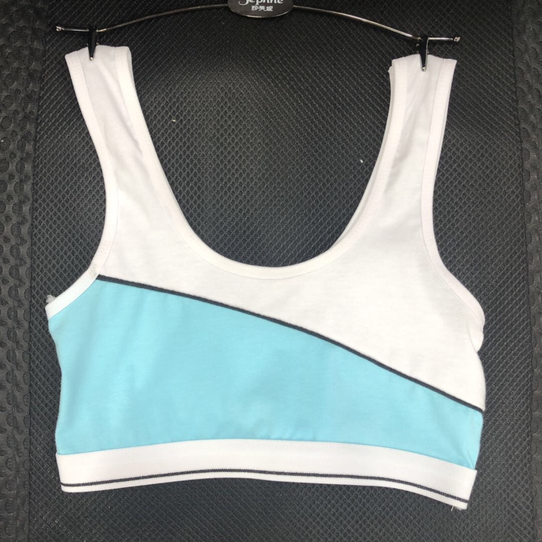 2020 summer new contrast color 100% cotton comfortable girl vest bra sponge cushion single layer cotton girl chest wrap thumbnail