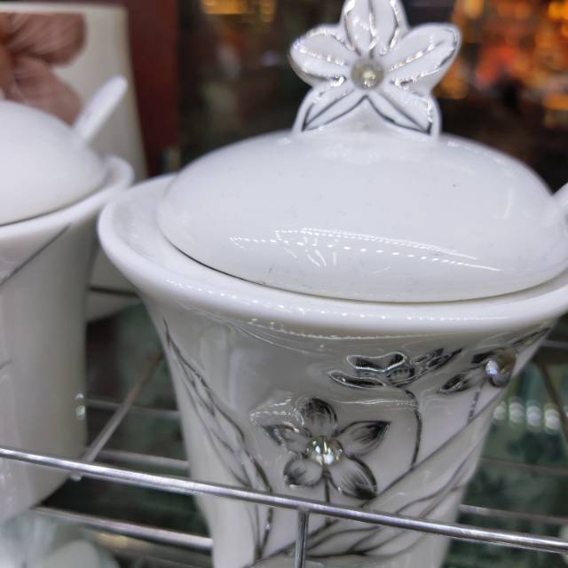 印花，陶瓷糖罐咖啡罐细节图