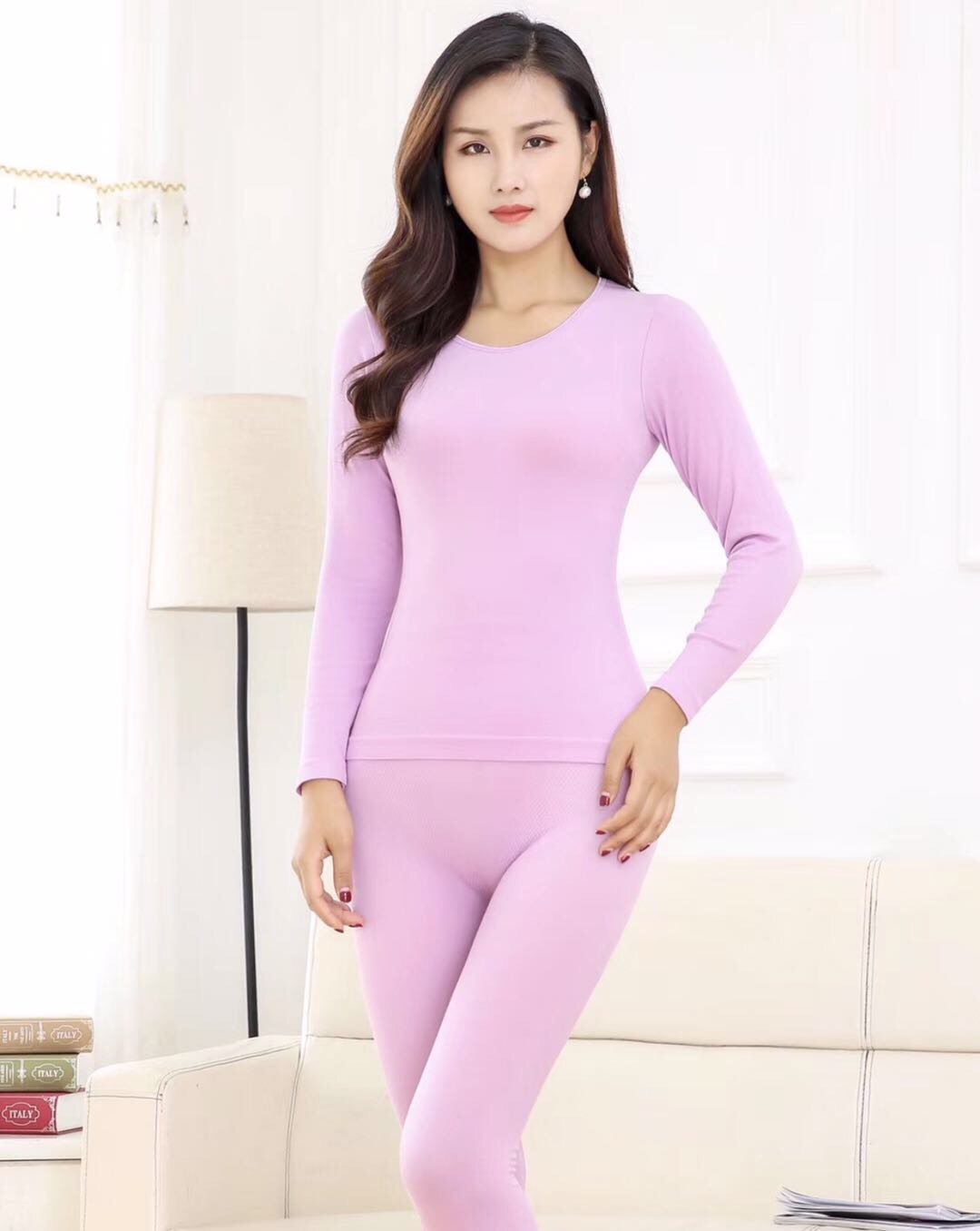 保暖内衣女冬薄款美体塑身打底紧身秋衣秋裤套装产品图