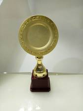 金色树脂水晶奖杯赛事奖品圆盘型金属奖杯
