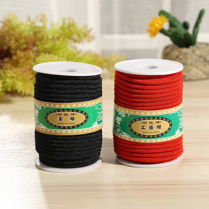 Manufacturers supply single-pack yarn rope handmade diy jewelry red black thread bracelet China knot braided coarse jade thread wholesale thumbnail
