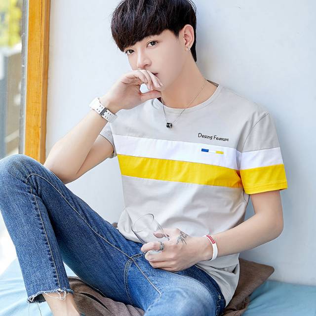 Men's popular logo T-shirt for men's cotton summer short sleeved Korean version of loose-fitting shirt for students breathable T-shirt thumbnail