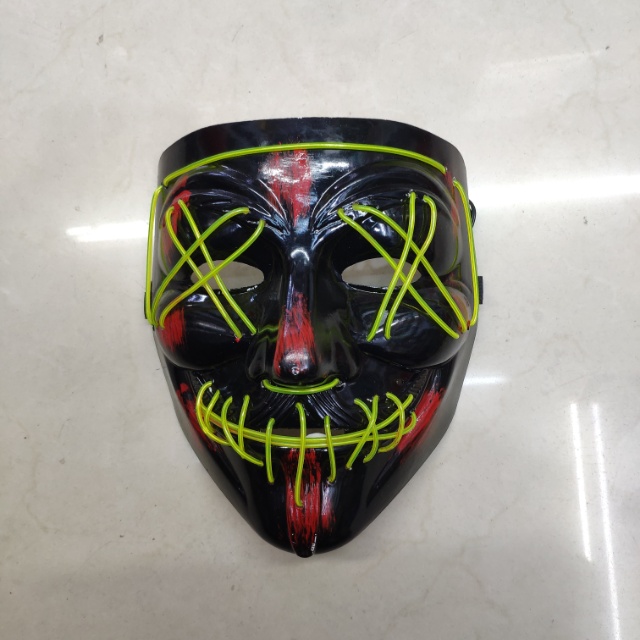 万圣节面具V字全脸发光面具led冷光闪光灯面具